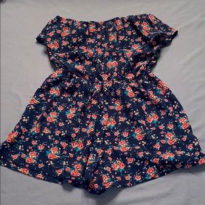 Teenbell Blue Floral Shorts Romper-M